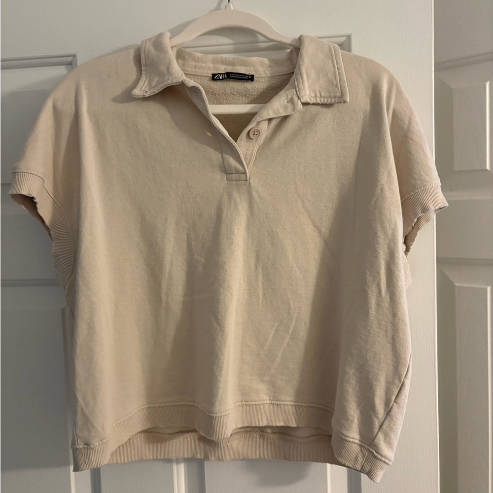 Zara Cream Polo Shirt Women’s